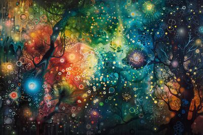 Abstrakte Opal-Landschaft: Kosmische Biolumineszenz